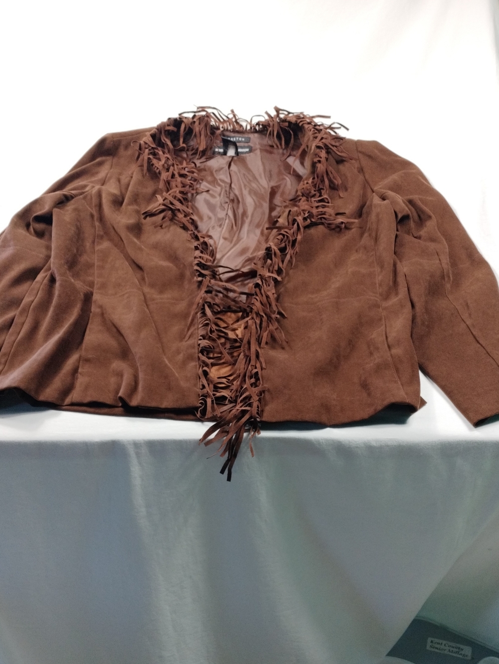 Norton McNaughton Women's  Brown Fringe Suede-Style Women's Jacket Size 14